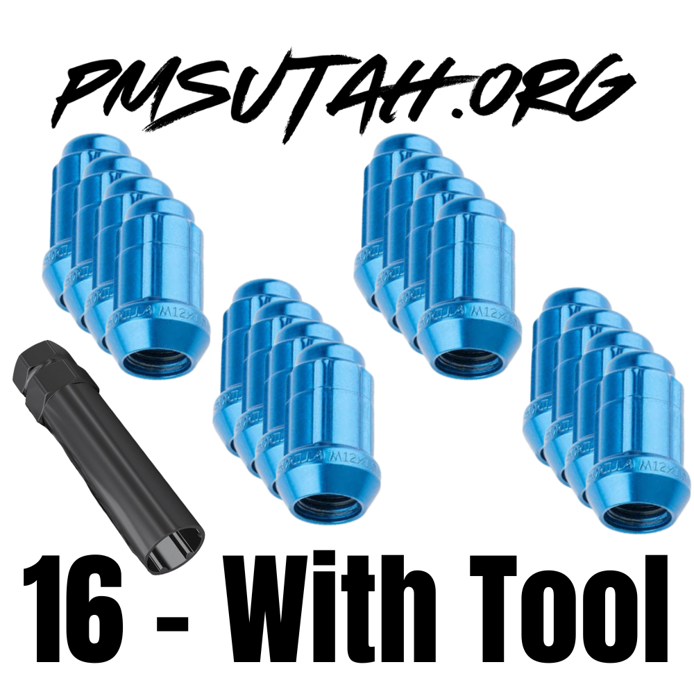 Yamaha Wolverine Viking YXZ UTV Lug Nuts OEM Style 8 Spline Lug Nuts 12mm x 1.25mm Thread Pitch Chrome Red Blue - PMSUTAH