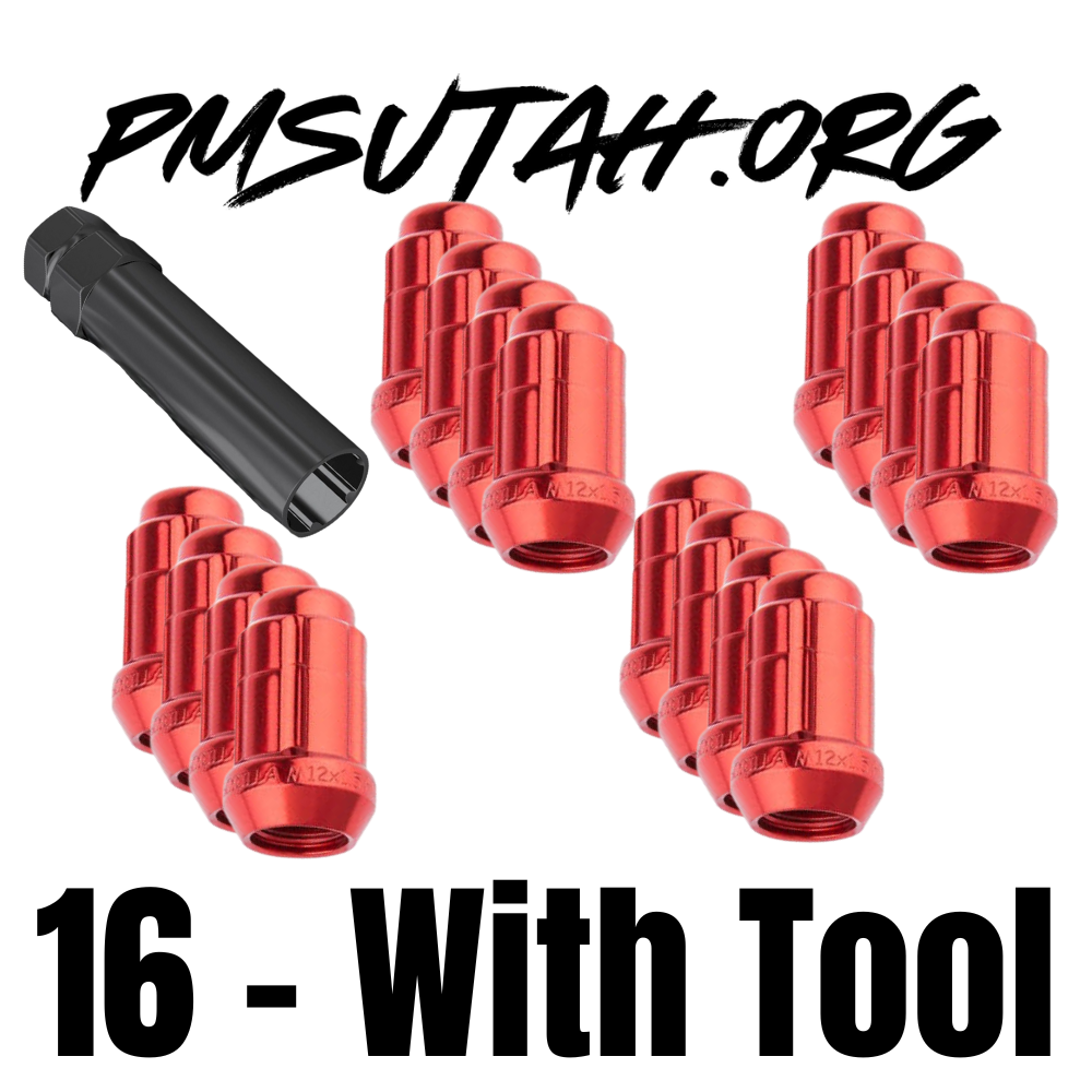 Yamaha Wolverine Viking YXZ UTV Lug Nuts OEM Style 8 Spline Lug Nuts 12mm x 1.25mm Thread Pitch Chrome Red Blue - PMSUTAH