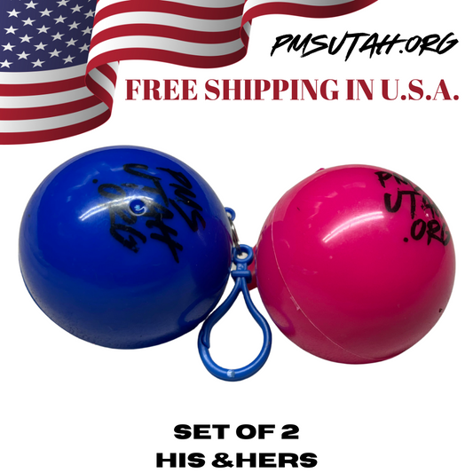 Set of 2 Portable Raincoats Hook Poncho Ball Disposable Emergency His & Hers - PMSUTAH
