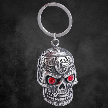 Key Chain Skull Bell Gremlin Motorcycle Guardian Auto Biker Bling Ring Hanger - PMSUTAH