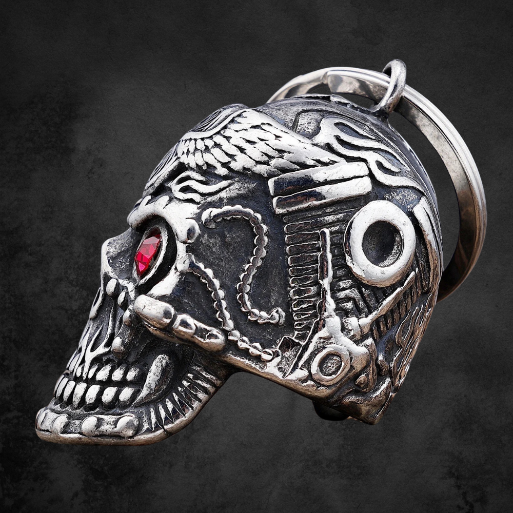 Key Chain Skull Bell Gremlin Motorcycle Guardian Auto Biker Bling Ring Hanger - PMSUTAH