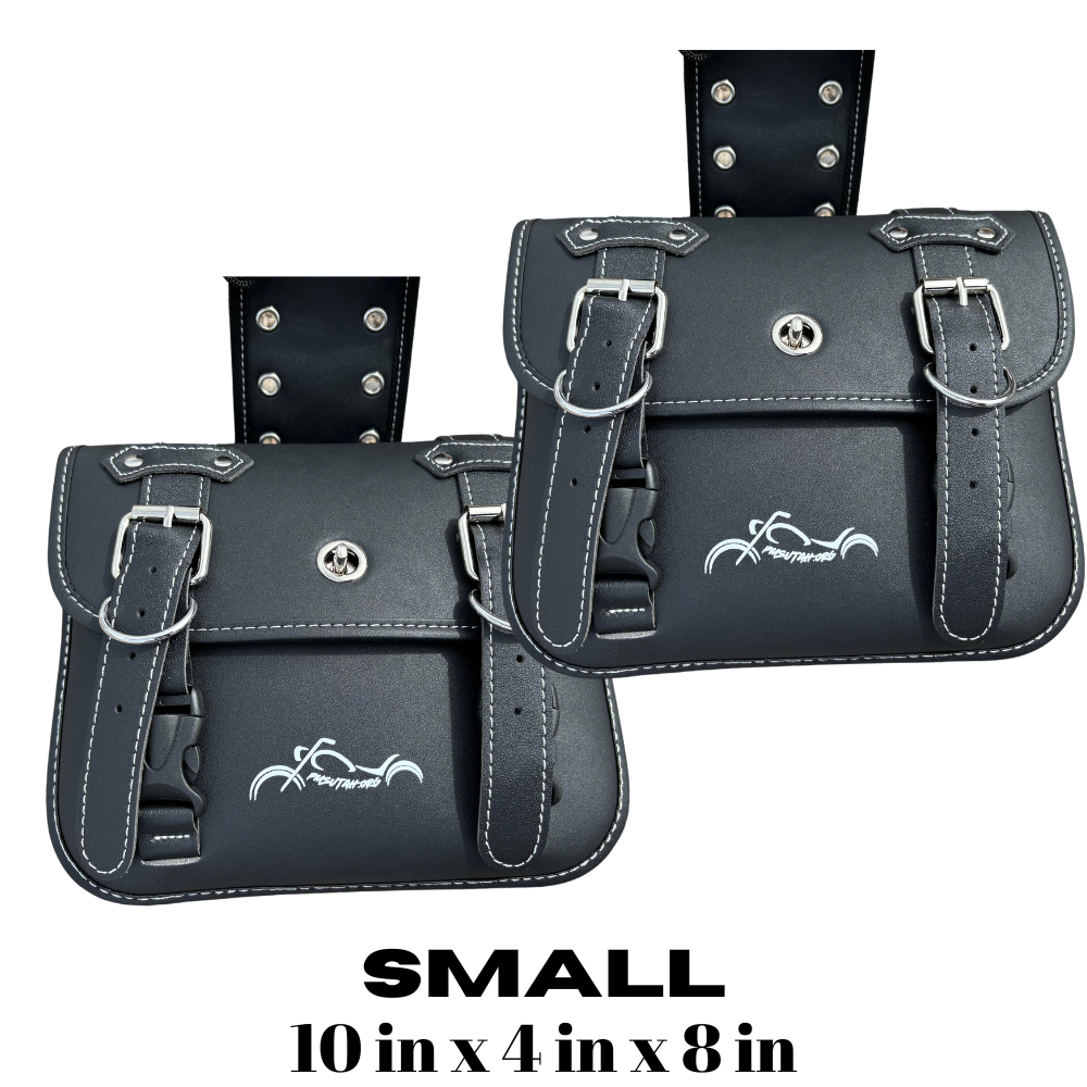 Motorcycle Saddlebags Saddle Panniers Rear Side Bags Black Leather PMSUTAH