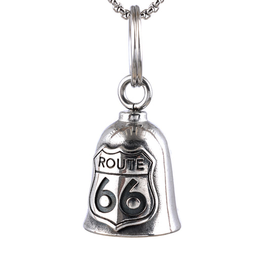Bell Motorcycle Rider Guardian Route 66 Biker Bling Hanger Key Ring Stainless